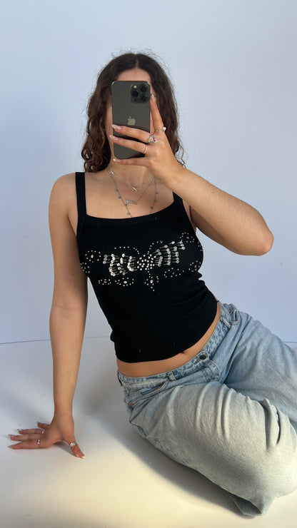 00s black butterfly cami- size S