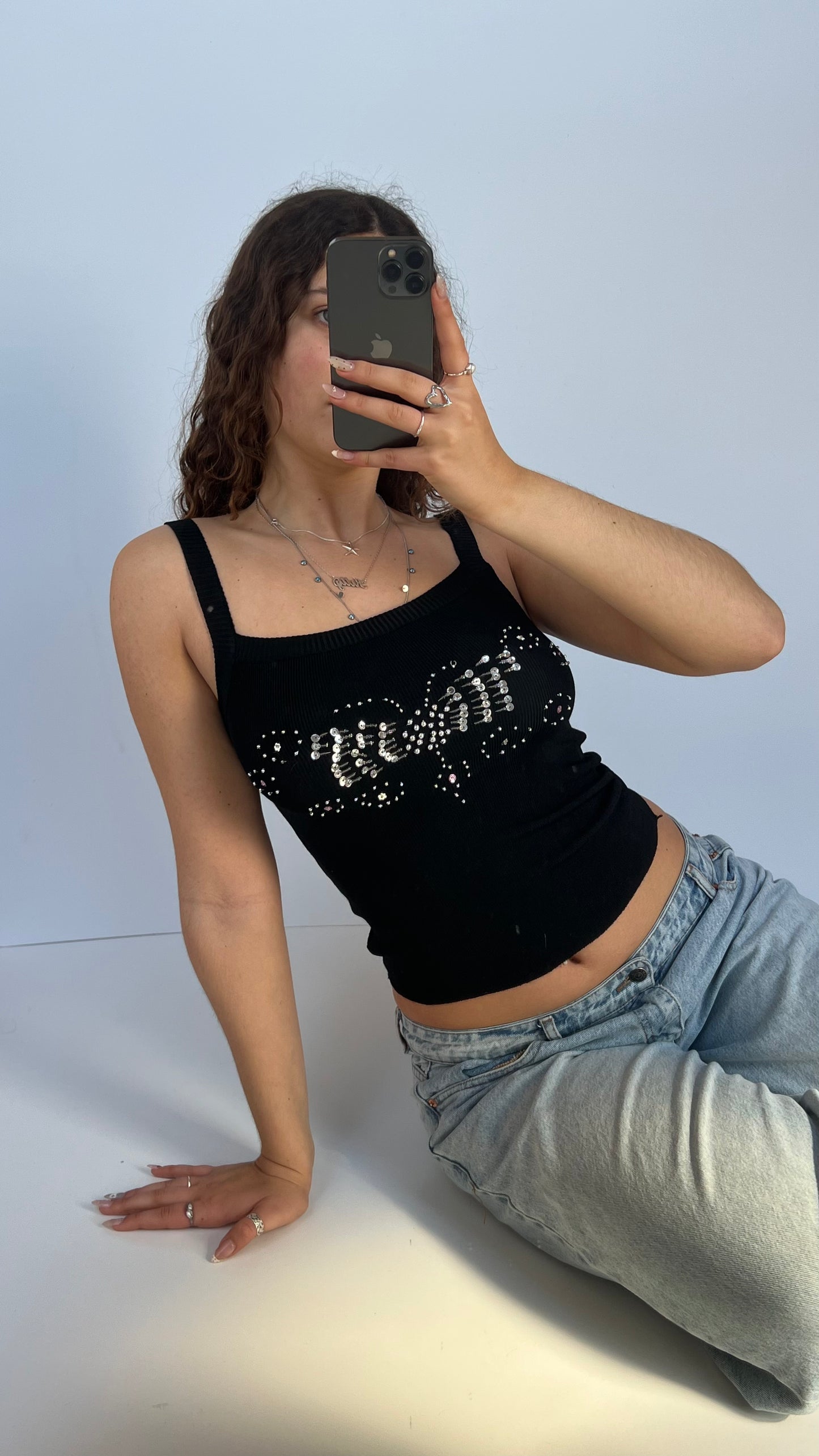 00s black butterfly cami- size S