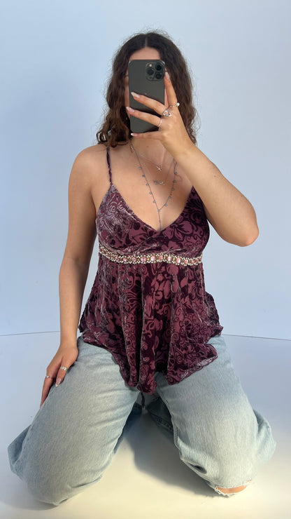 00s purple velvet cami- size L