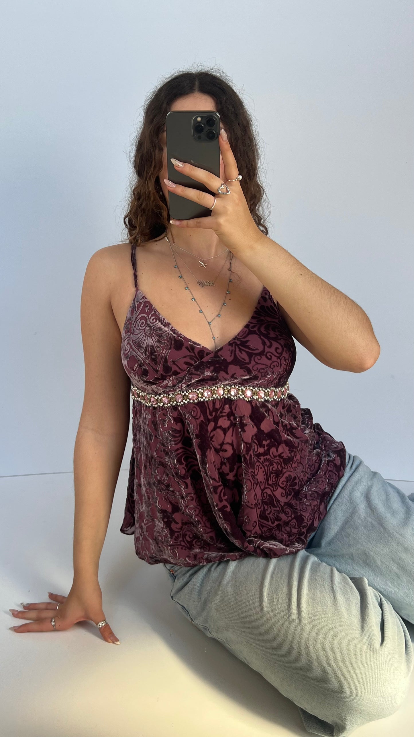 00s purple velvet cami- size L