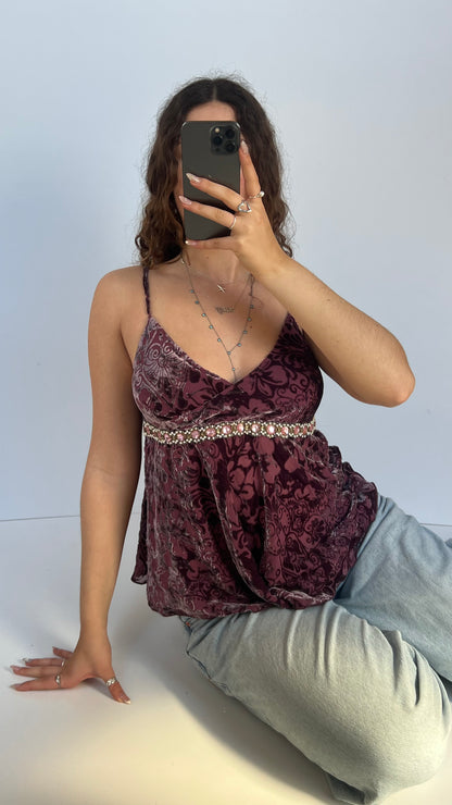 00s purple velvet cami- size L