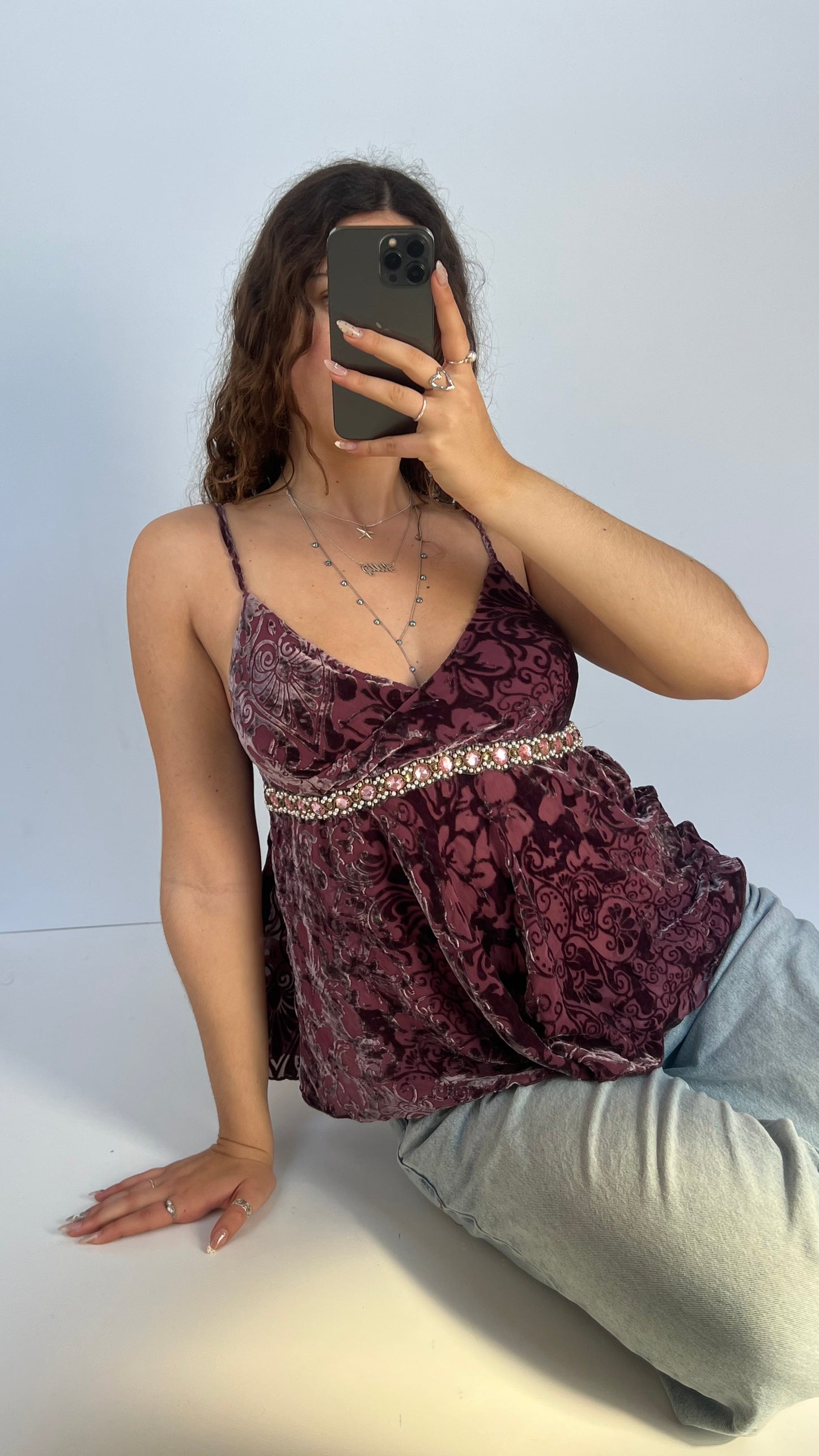 00s purple velvet cami- size L