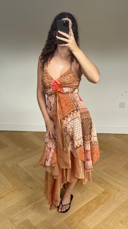 00s orange mesh fairy maxi dress- size S