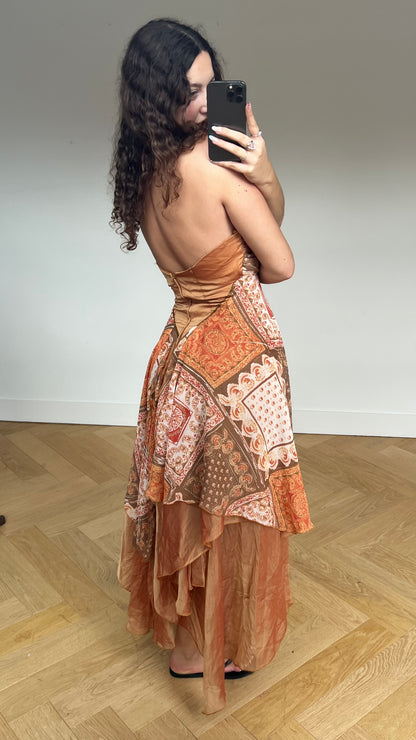 00s orange mesh fairy maxi dress- size S