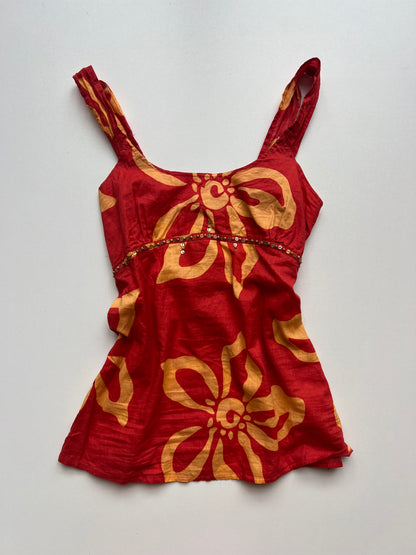 00s orange floral cami- size XS