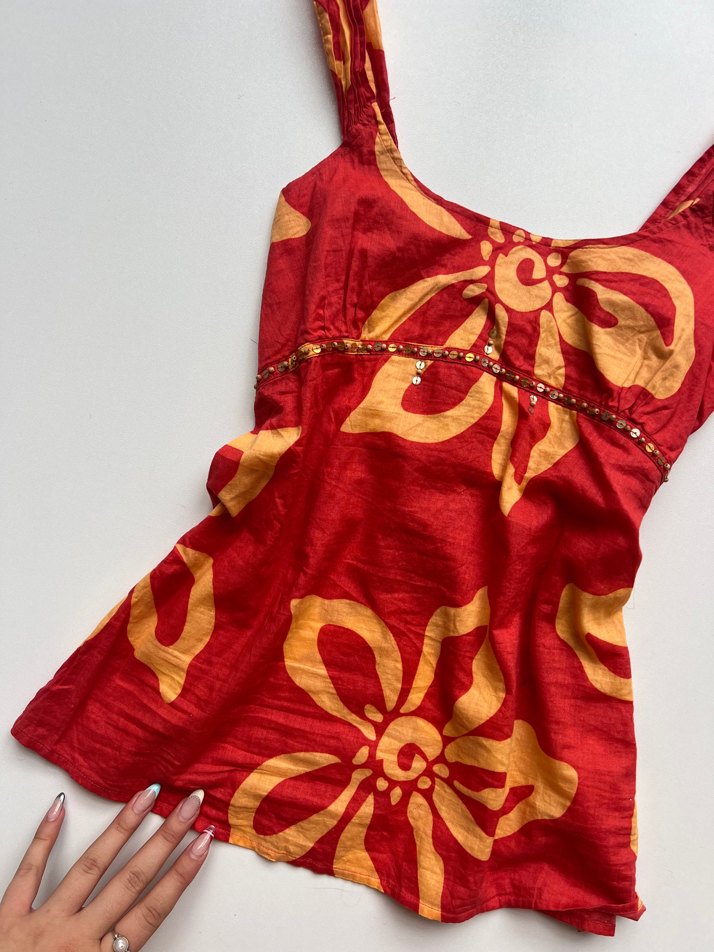 00s orange floral cami- size XS