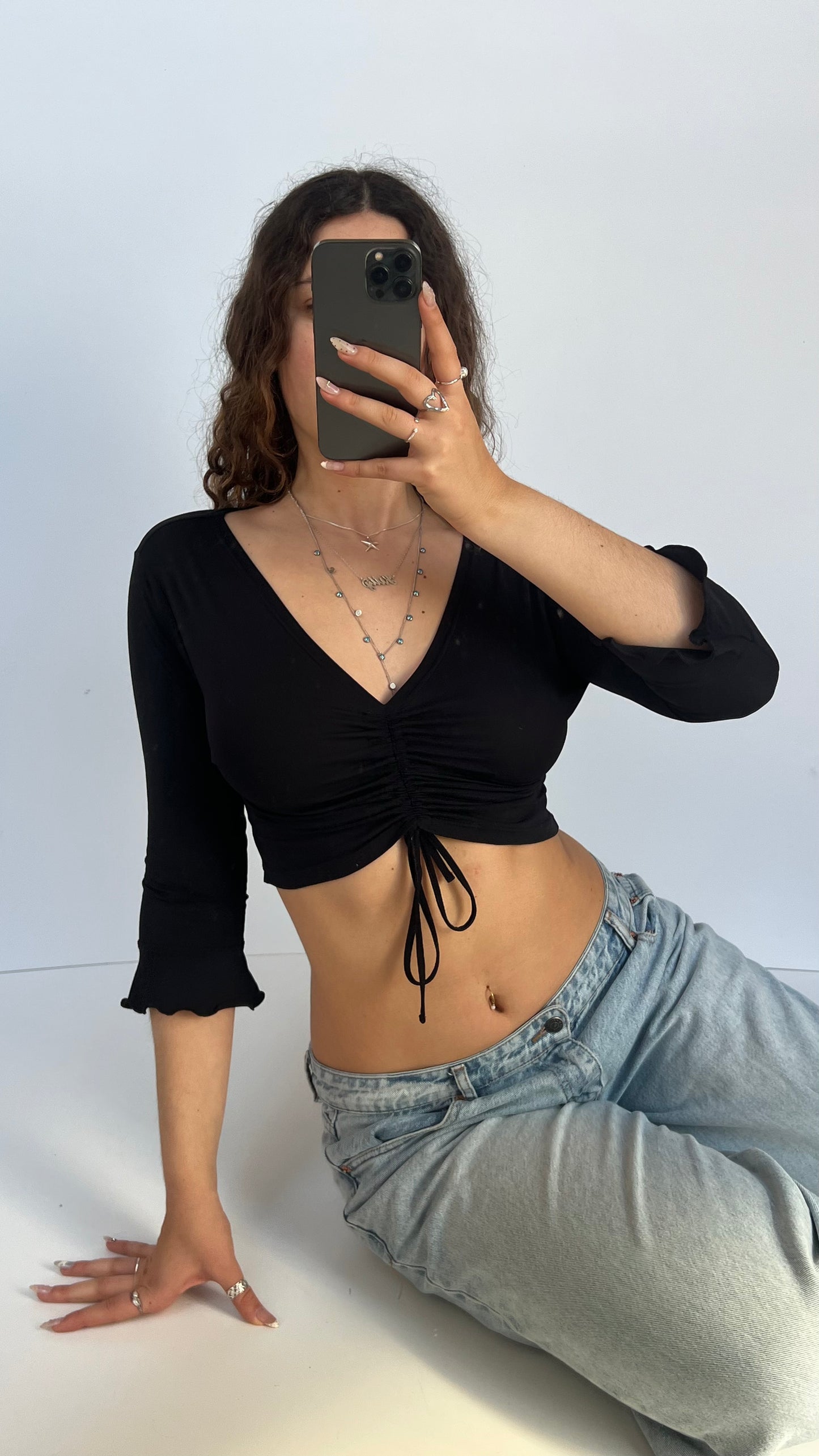 00s black long sleeve top- size S