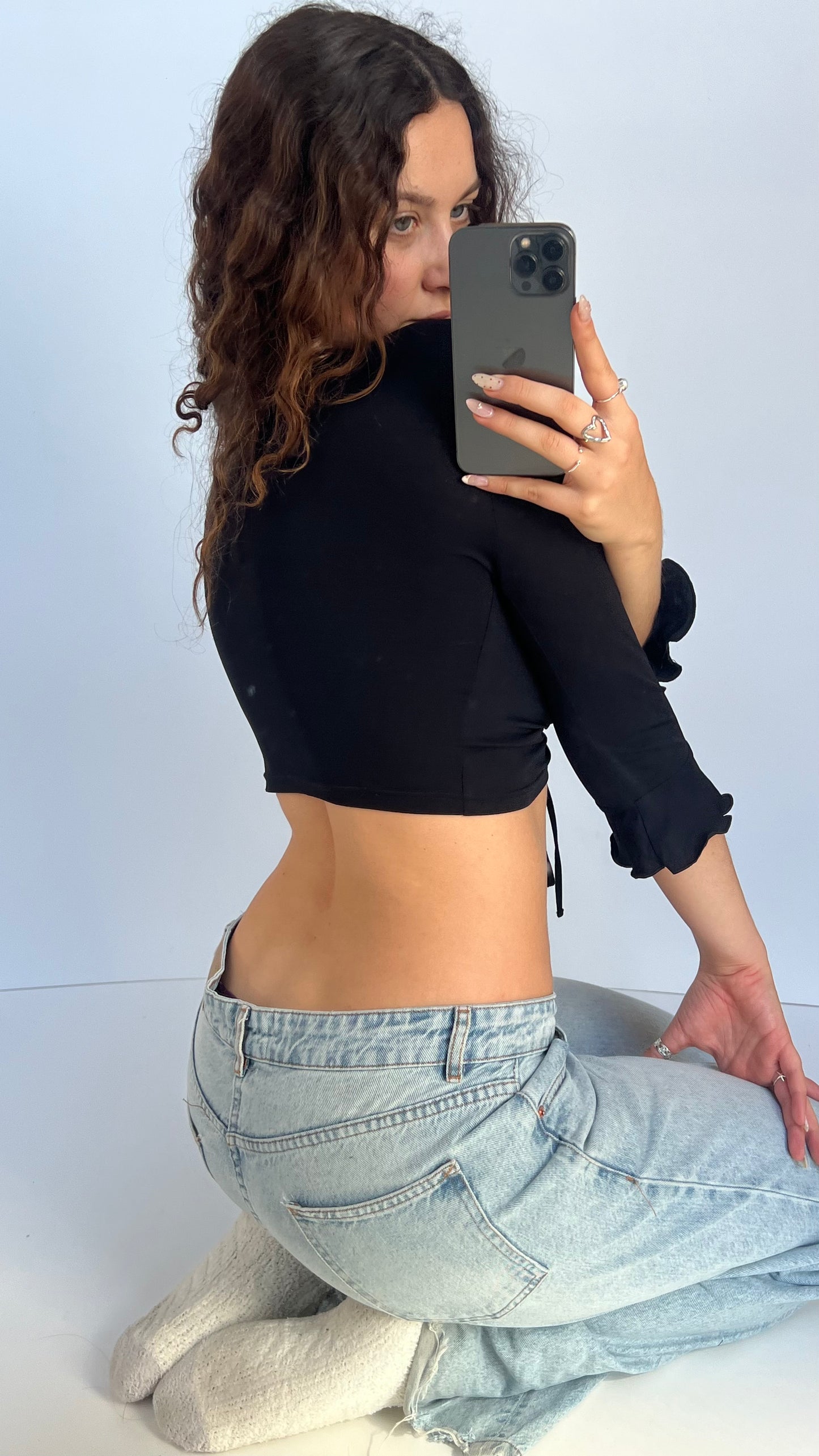 00s black long sleeve top- size S