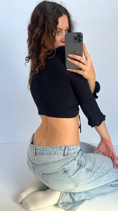 00s black long sleeve top- size S
