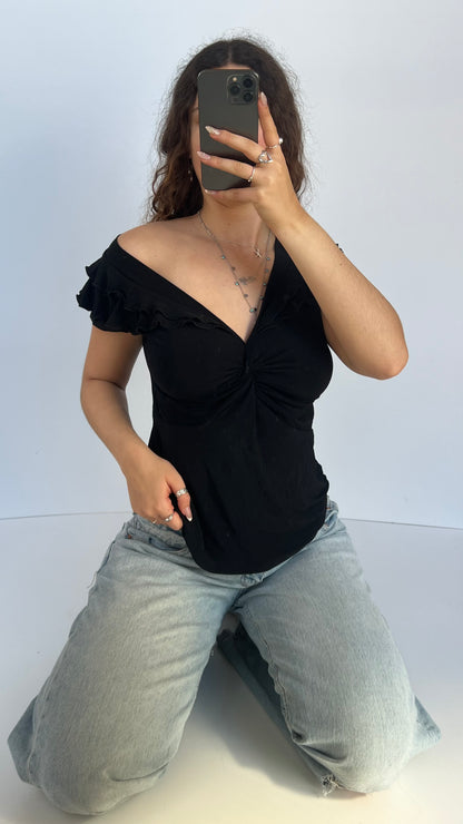 00s black babydoll top- size M