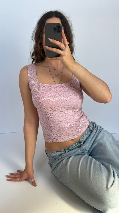 00s pink lace tank top- size M