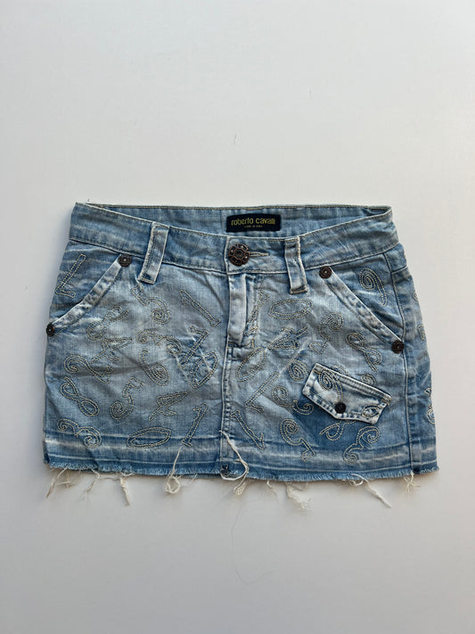 00s Cavalli denim mini skirt- size S