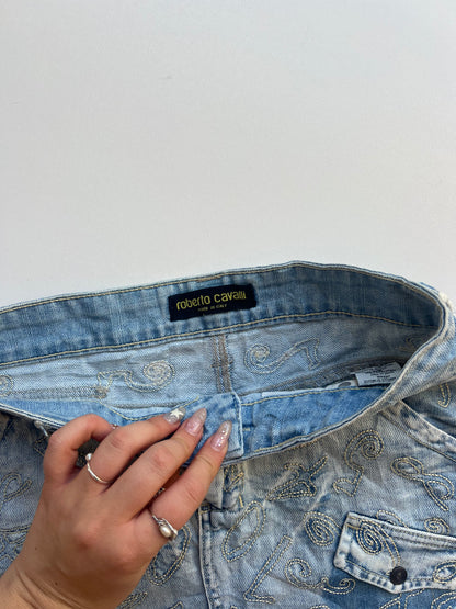 00s Cavalli denim mini skirt- size S
