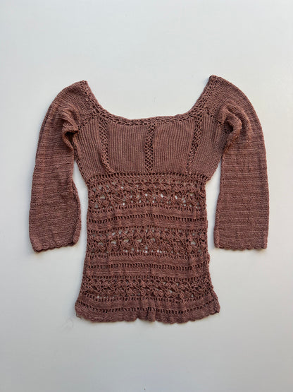 00s pink crochet top- size XS