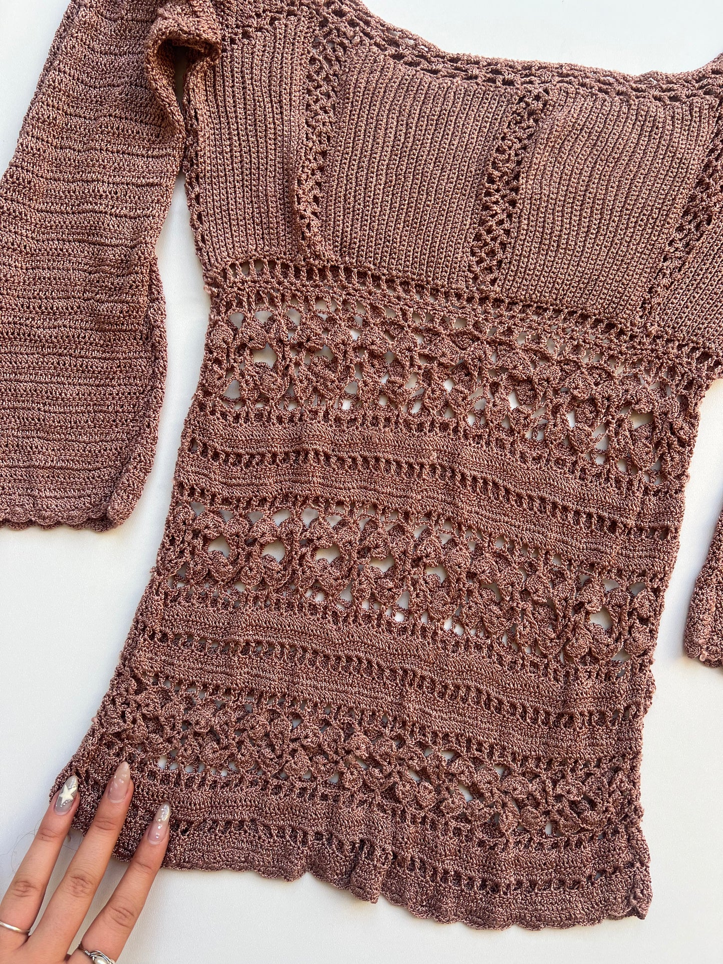 00s pink crochet top- size XS