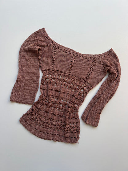 00s pink crochet top- size XS