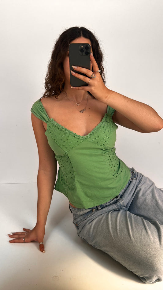 00s green milkmaid cami- size M