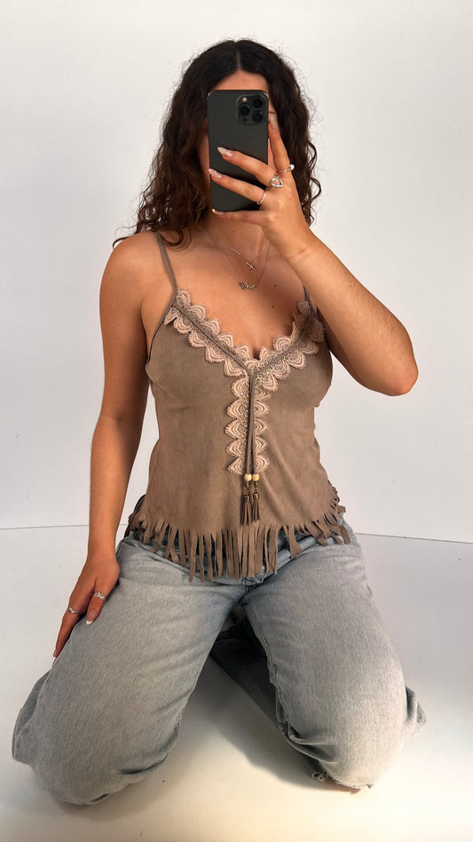 00s brown suede cami- size S
