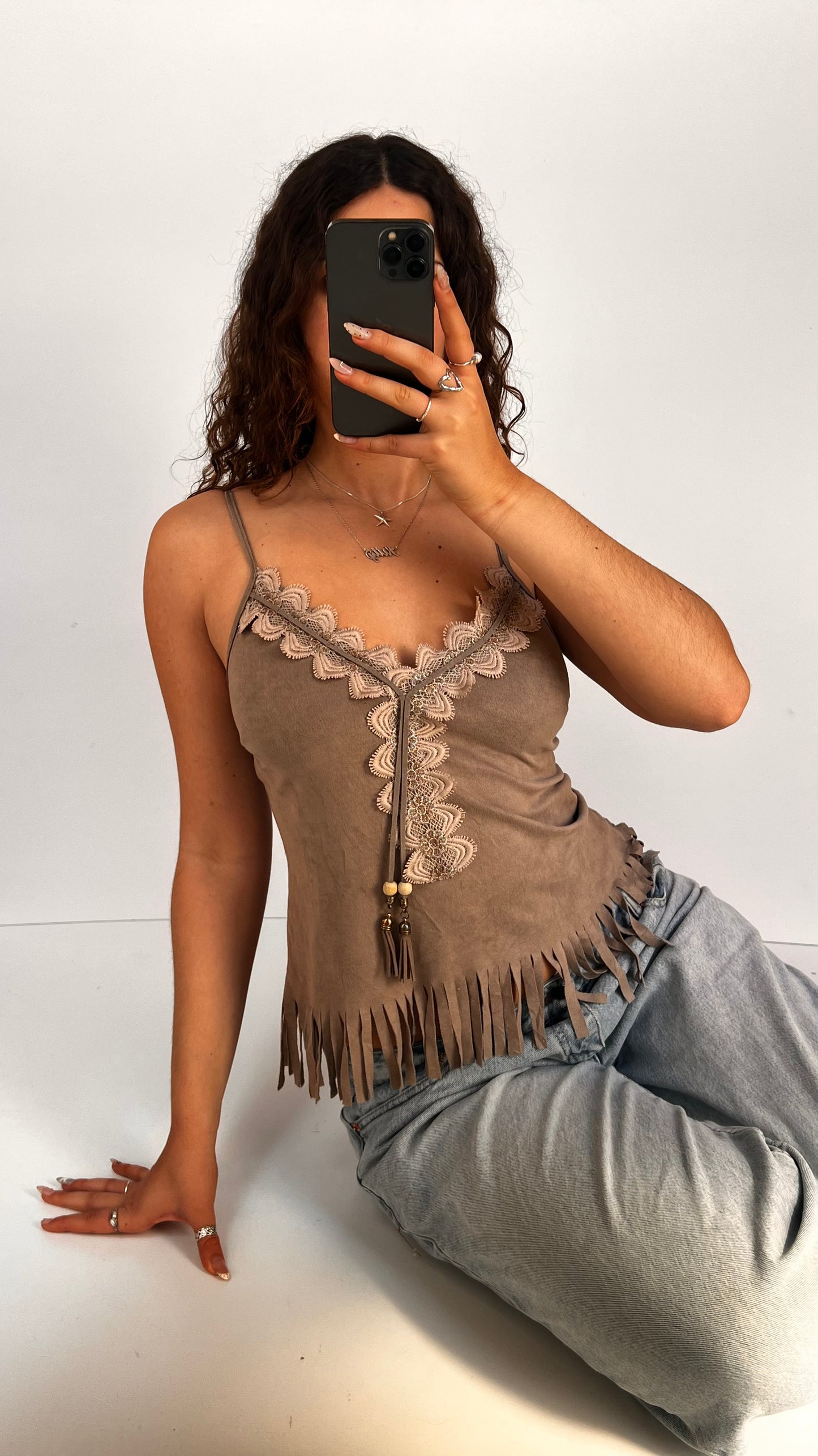 00s brown suede cami- size S