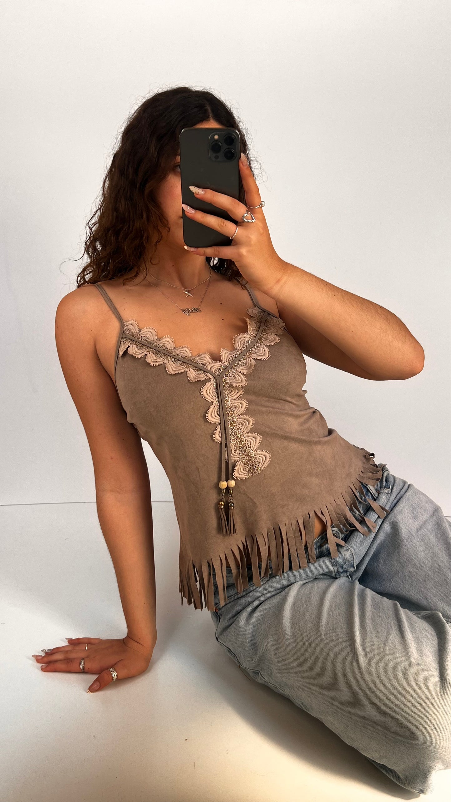 00s brown suede cami- size S