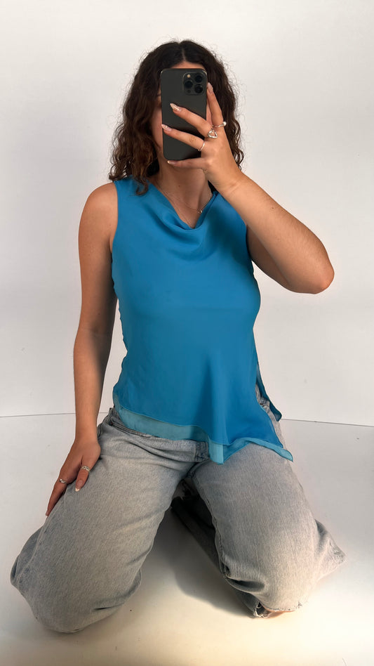 00s blue asymmetric top- size M