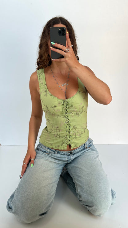 00s green floral cami- size S