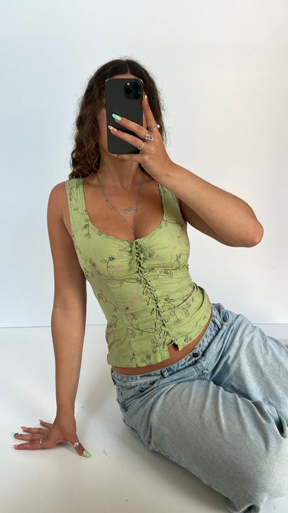 00s green floral cami- size S
