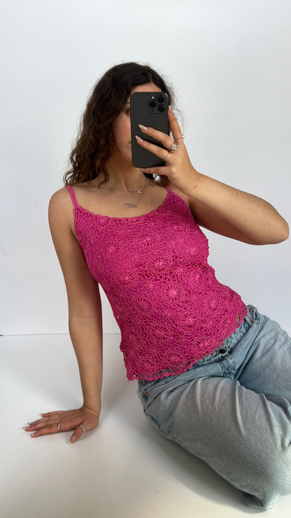 00s pink crochet cami- size S