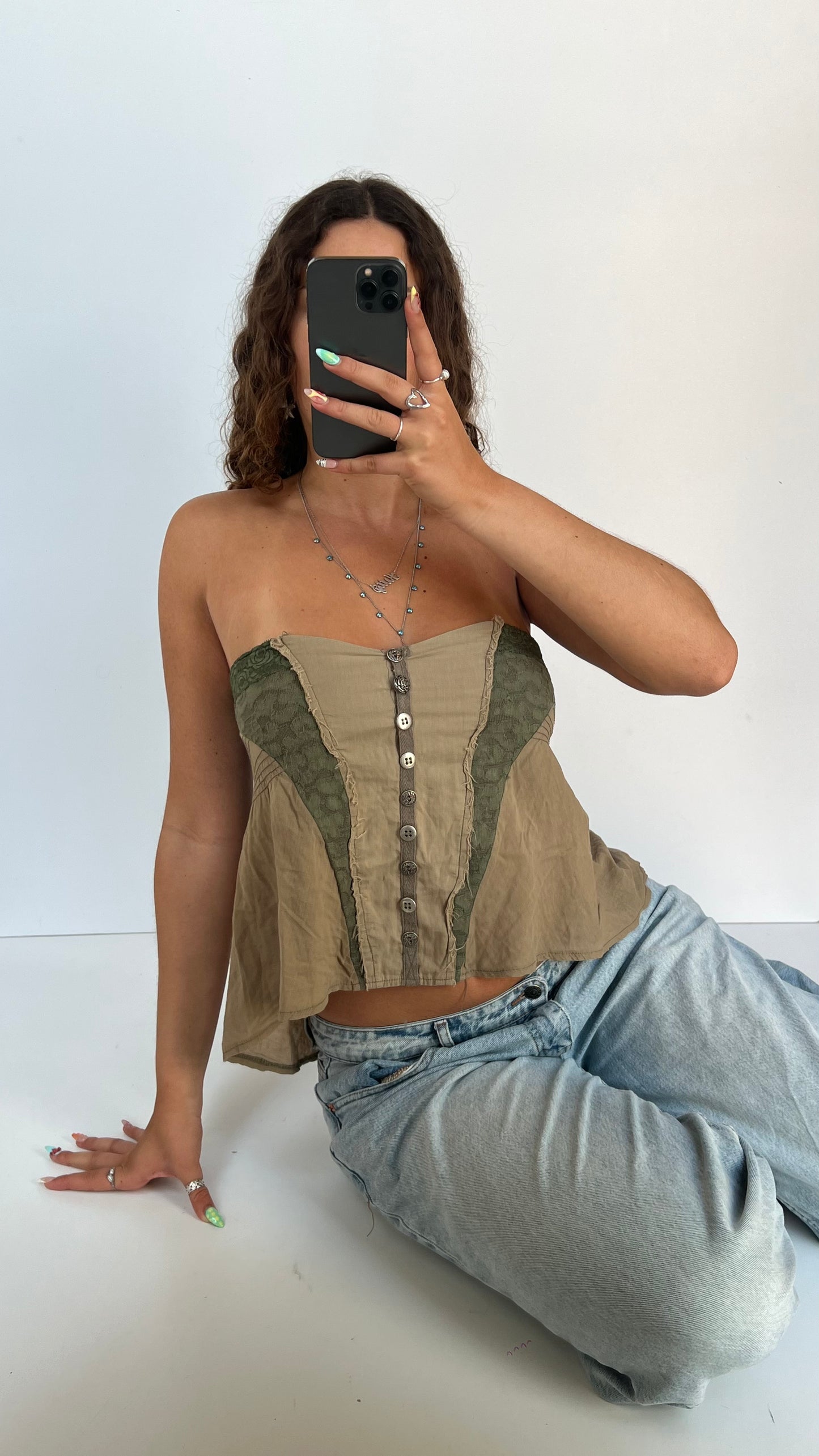 00s khaki boho cami- size S