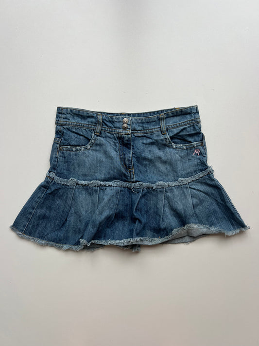 00s pleated denim mini skirt- size S