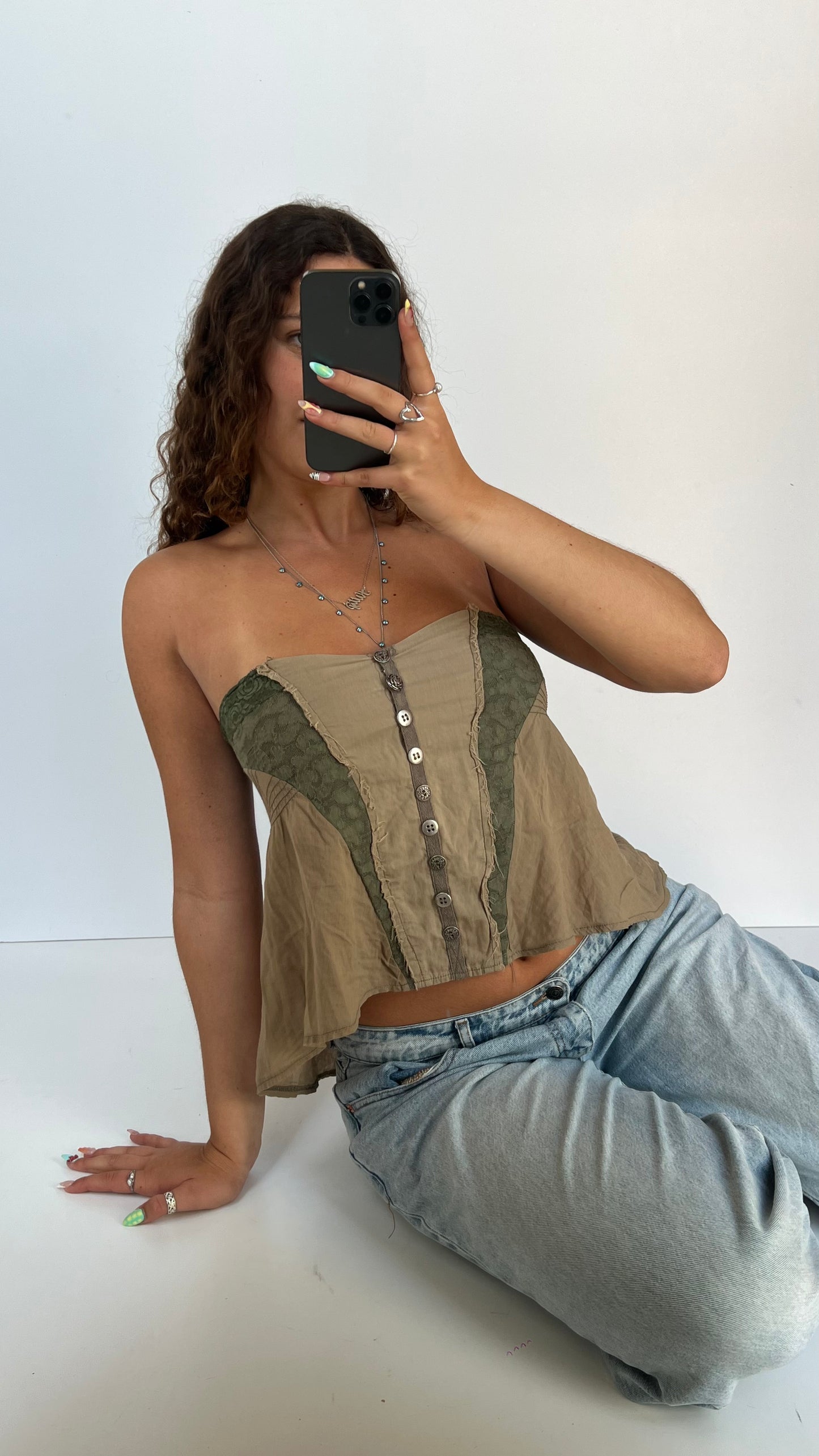 00s khaki boho cami- size S