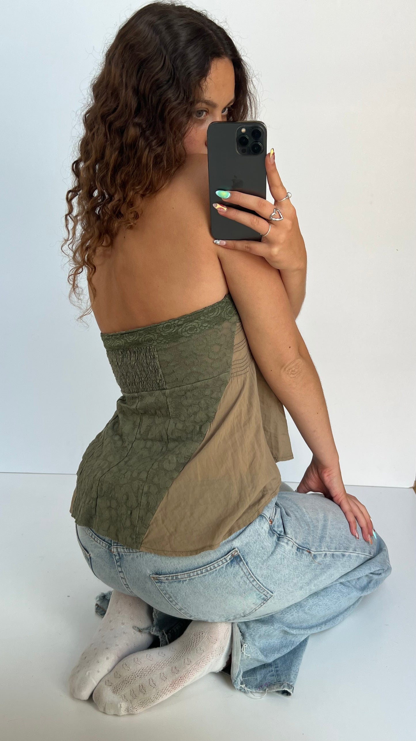 00s khaki boho cami- size S