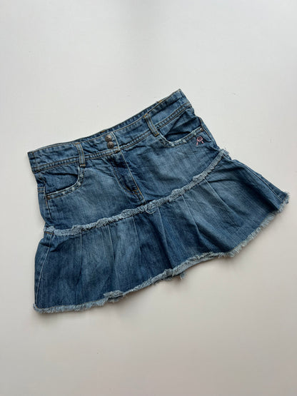 00s pleated denim mini skirt- size S