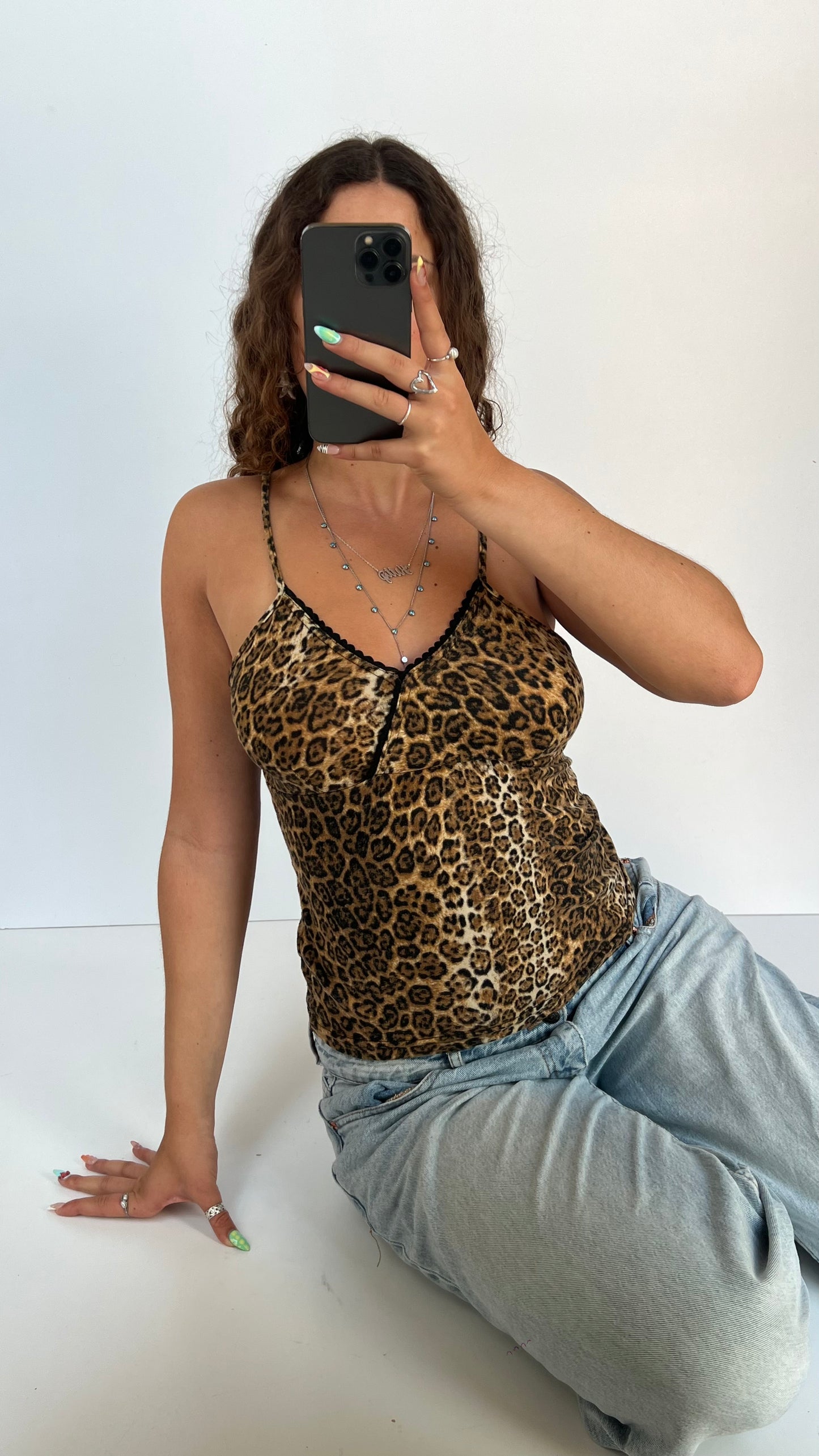 00s velvet leopard print cami- size L