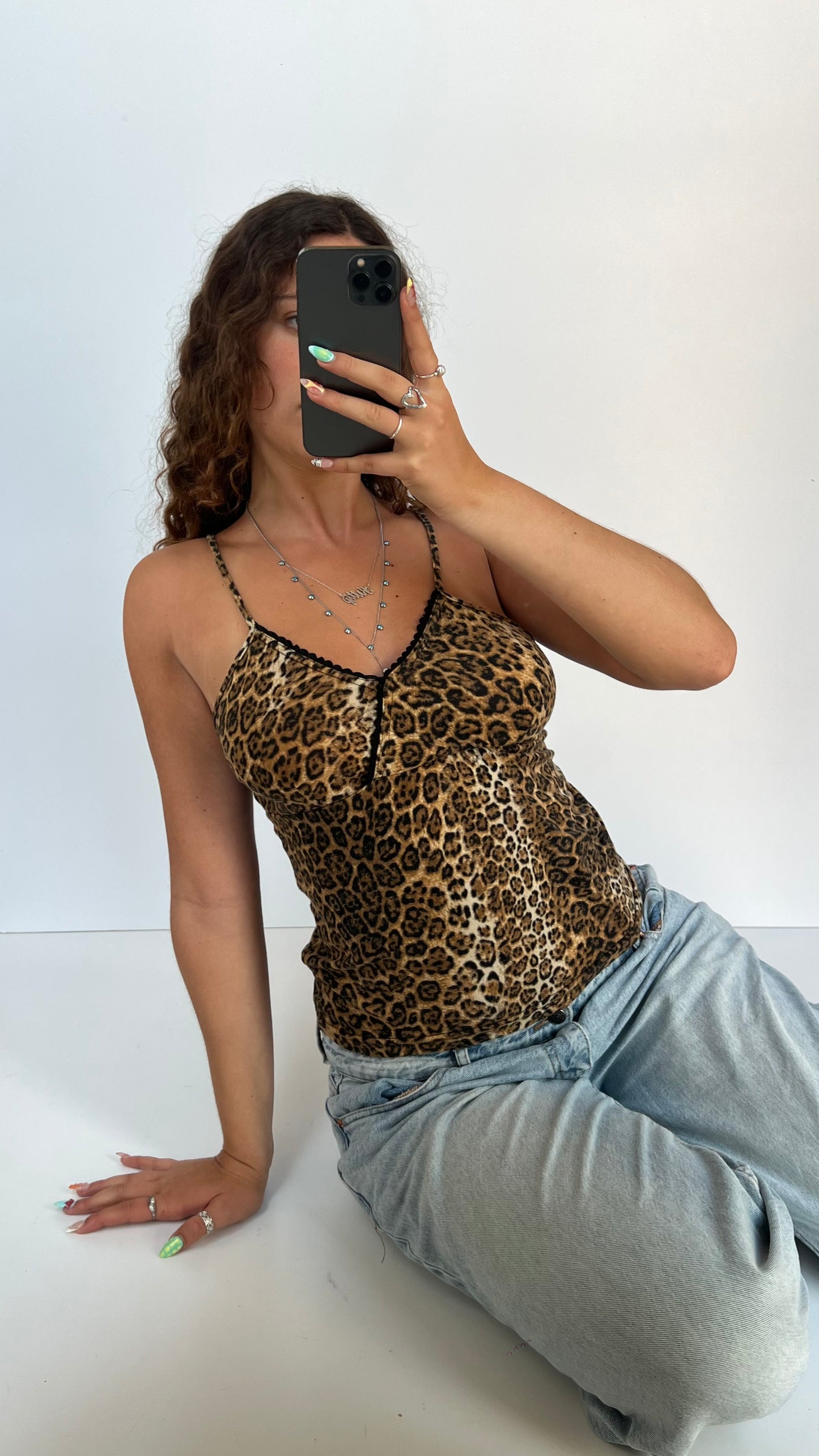 00s velvet leopard print cami- size L