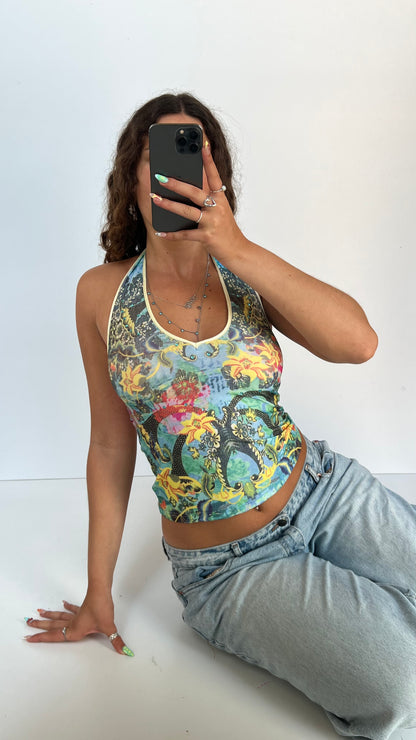 00s blue patterned cami- size S