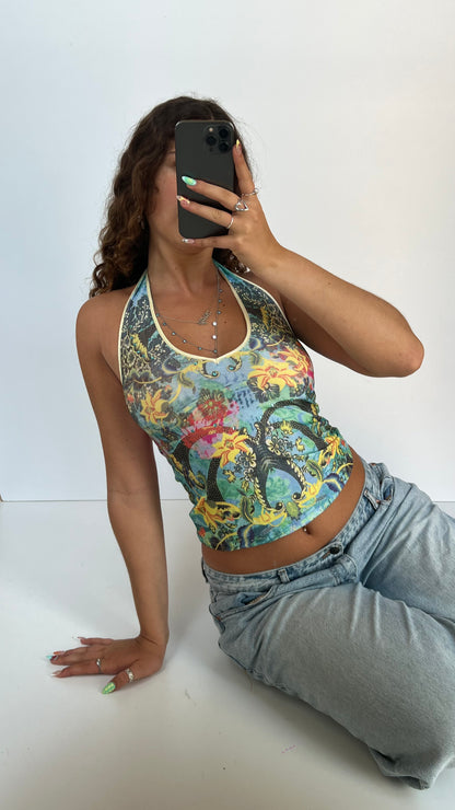 00s blue patterned cami- size S