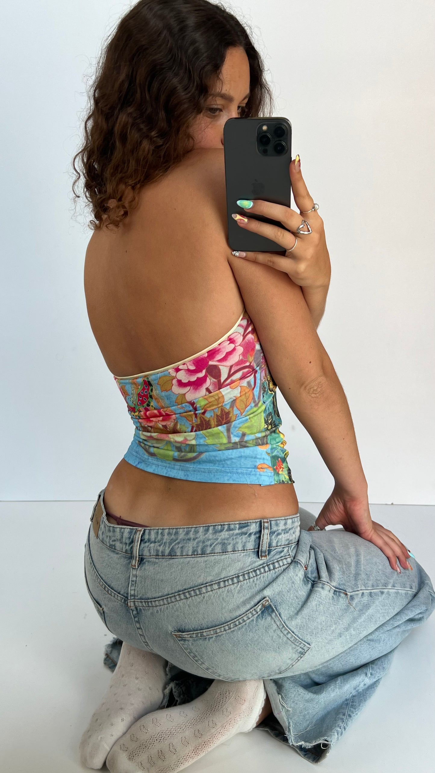 00s blue patterned cami- size S