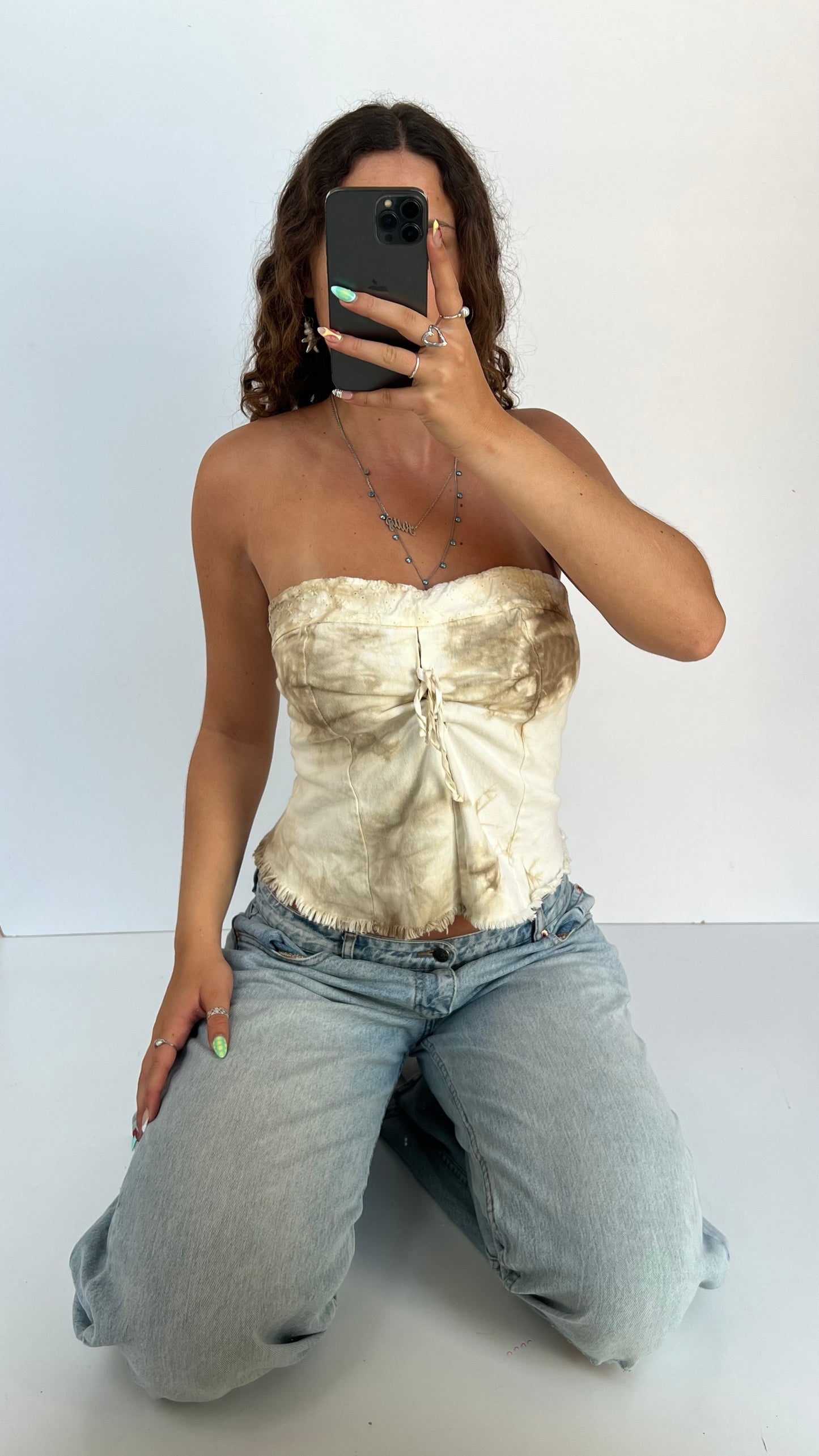 00s strapless beige cami- size M