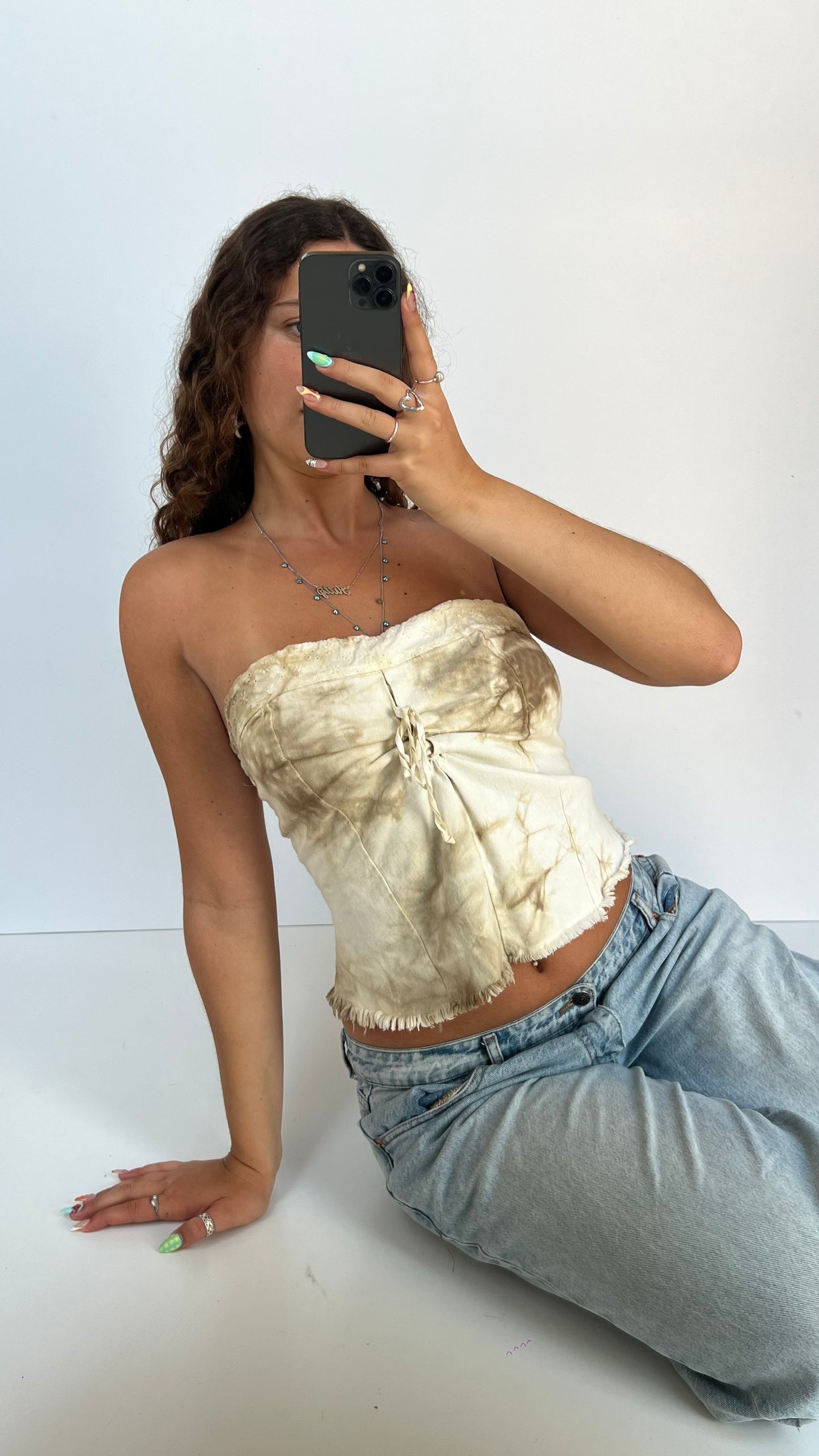 00s strapless beige cami- size M