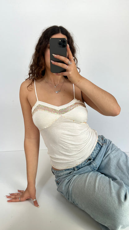 00s white sequin cami- size L