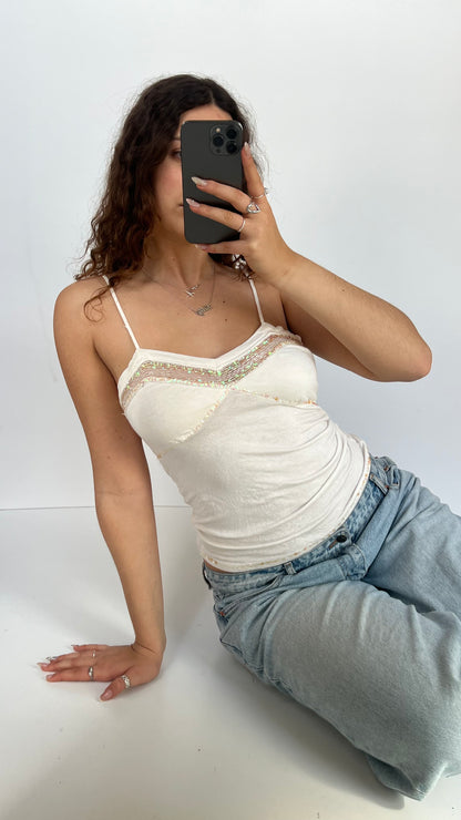00s white sequin cami- size L