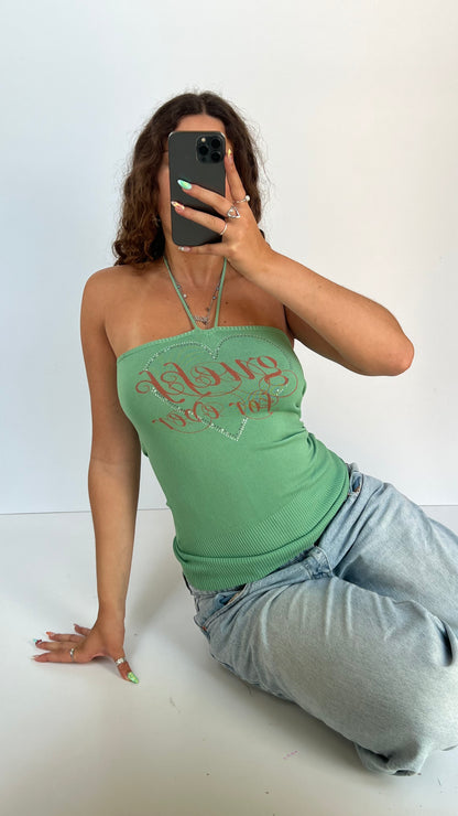 00s green Guess halter cami- size M