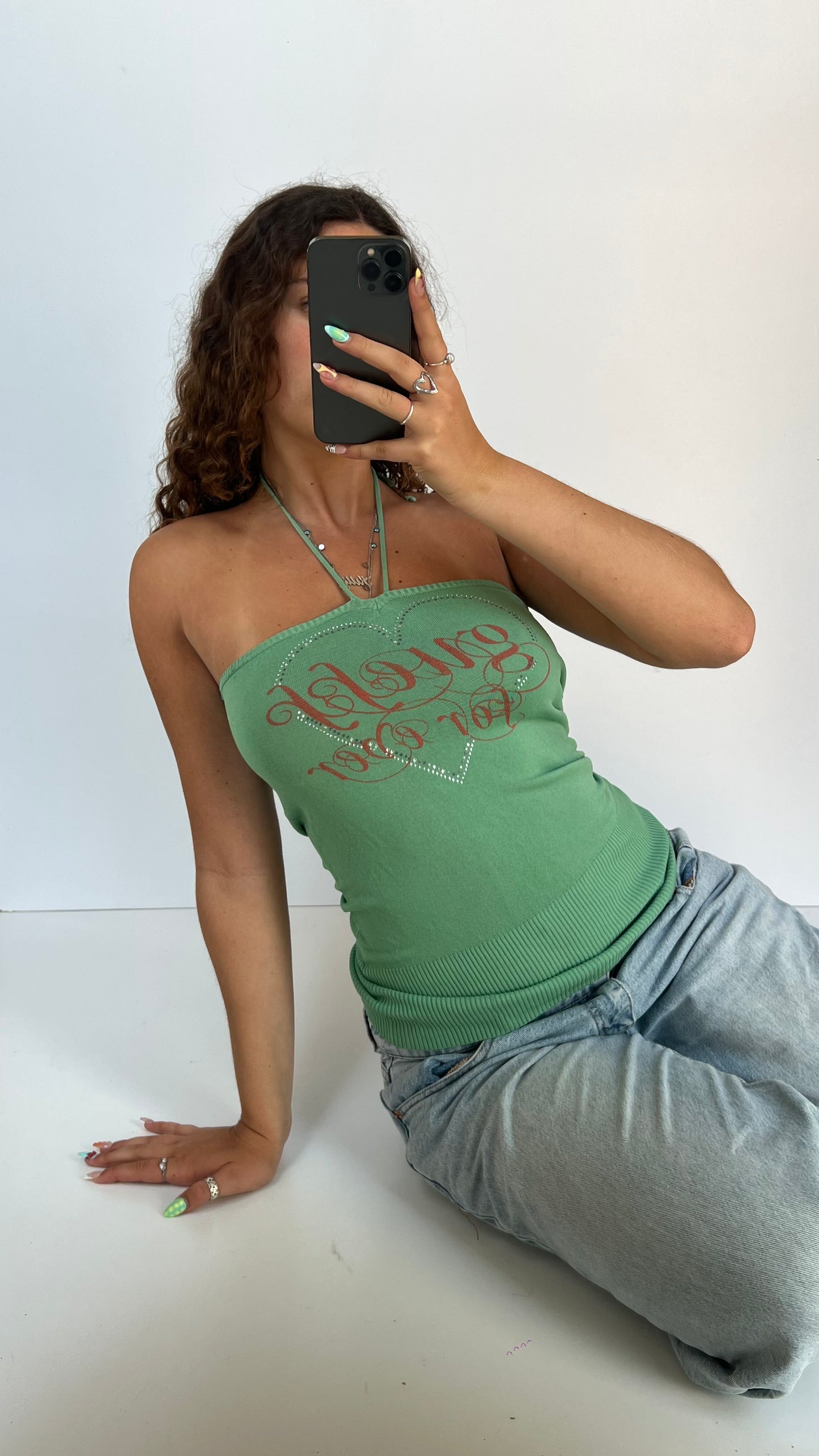 00s green Guess halter cami- size M