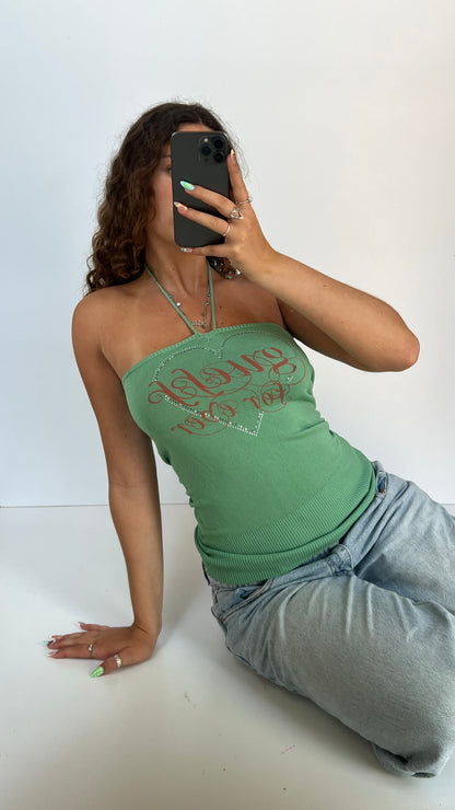 00s green Guess halter cami- size M