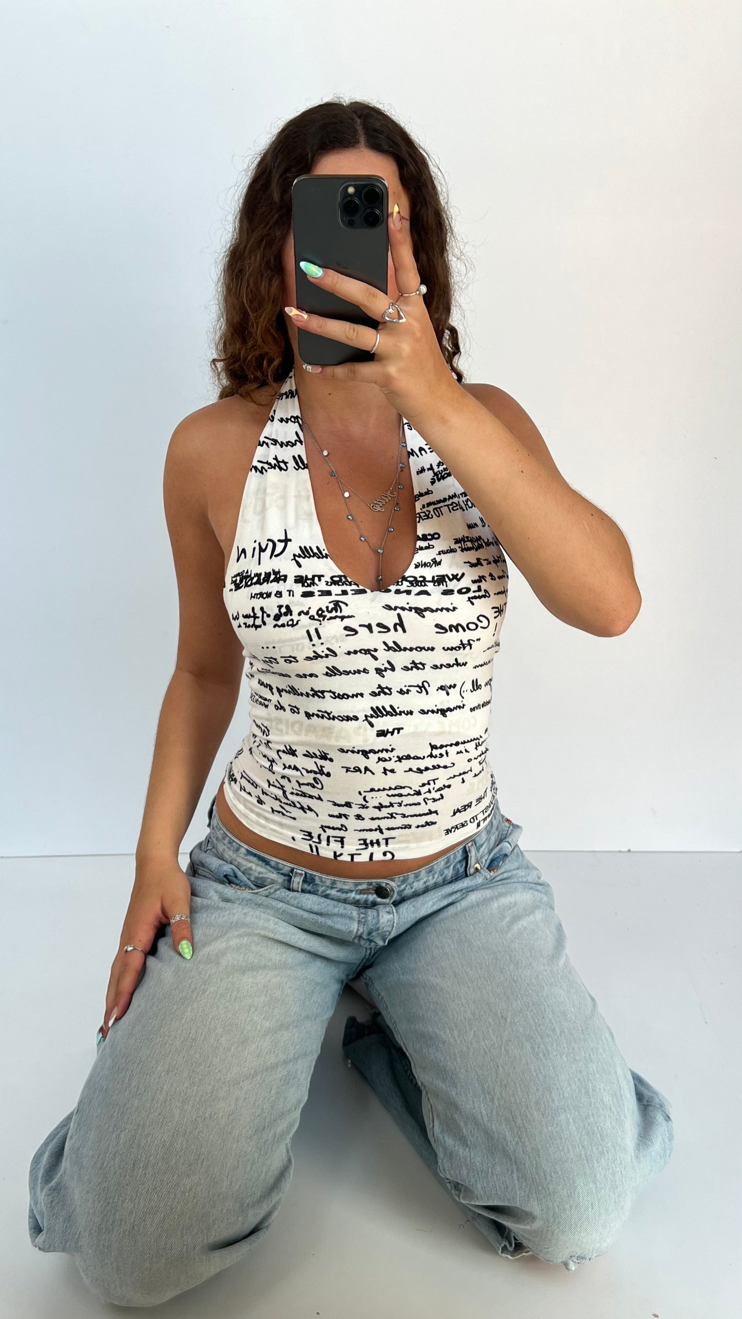 00s white graphic cami- size S