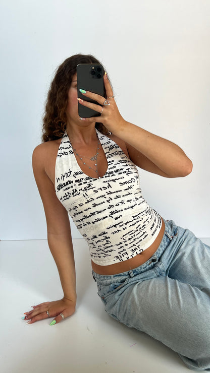00s white graphic cami- size S