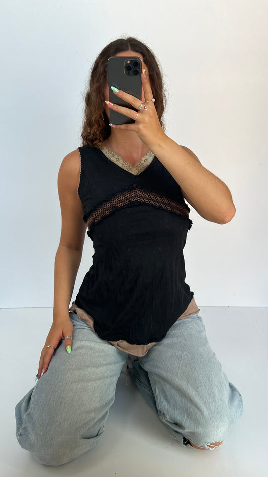 00s black babydoll top- size S