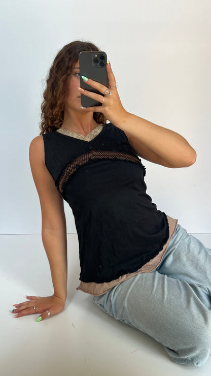 00s black babydoll top- size S