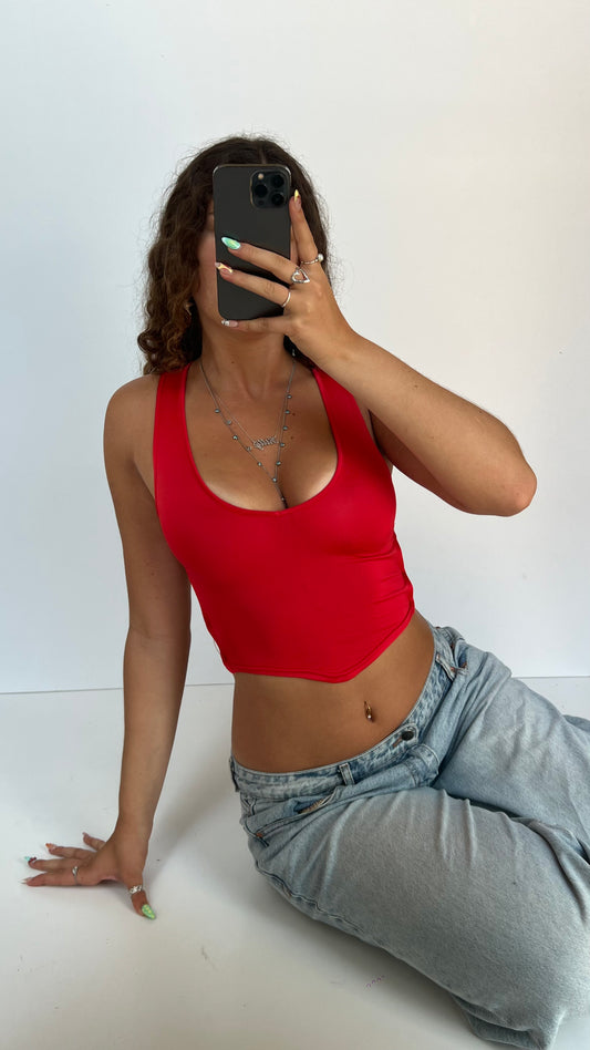 00s red backless cami- size S